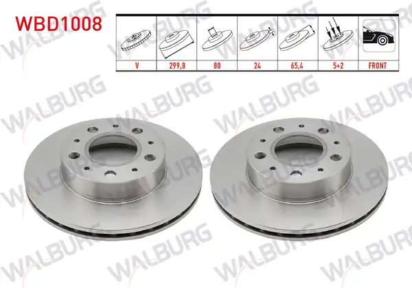 WALBURG WBD1008 | Fren Diski Ön Havalı 5 Bjn 299 8x24x80x65 4 Fiat Ducato 2 Adet