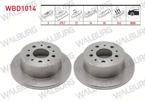 WALBURG WBD1014 | Fren Diski Arka Düz 5 Bjn 279 7x16x72x82 Fiat Ducato 2 Adet