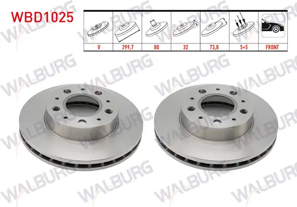 WALBURG WBD1025 | Fren Diski Ön Havalı 5 Bjn 299 7x32x80x73 6 Fiat Ducato 2 Adet