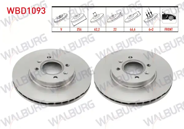 WALBURG WBD1093 | Fren Diski Ön Havalı 4 Bjn 256X22x62,2X46,6 Hyundai Accent | 2 Adet