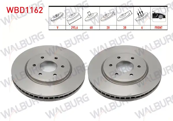 WALBURG WBD1162 | Fren Diski Ön Havalı 6 Bjn 296x28x68x38 Nissan Navara D40 2 5 dCi 2005 2015 Pathfinder R51 2 5 dCi 2005 2 Adet