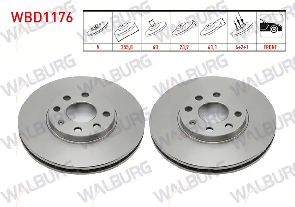 WALBURG WBD1176 | Fren Diski Ön Havalı 4 Bjn 255 8x23 9x60x41 1 Opel Astra G 2 Adet
