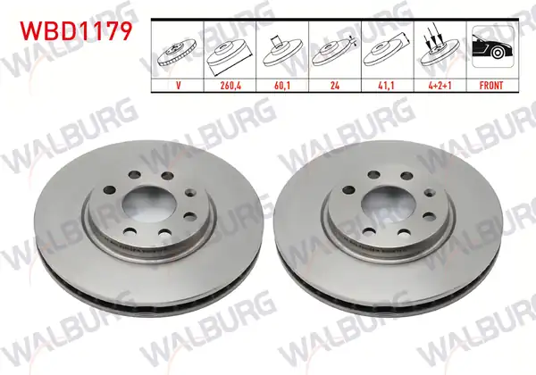 WALBURG WBD1179 | Fren Diski Ön Havalı 4 Bjn 260 4x24x60 1x41 1 Opel Corsa C 2 Adet