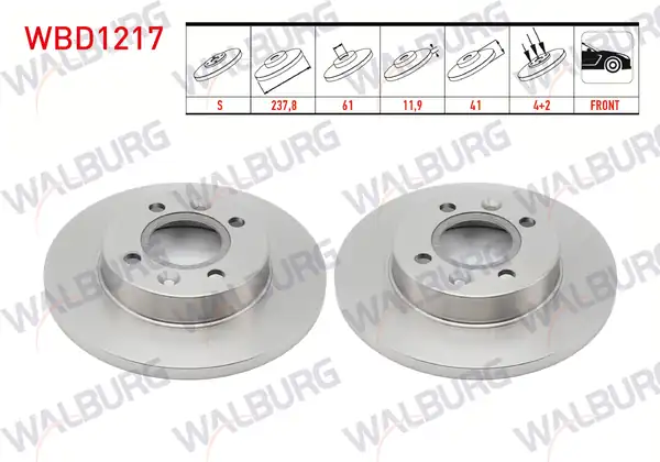 WALBURG WBD1217 | Fren Diski Ön Düz 4 Bjn 237 8x11 9x61x41 Renault R 2 Adet