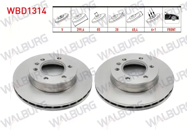 WALBURG WBD1314 | Fren Diski Ön Havalı 6 Bjn 300x28x85x68 4 VW Crafter 2 Adet