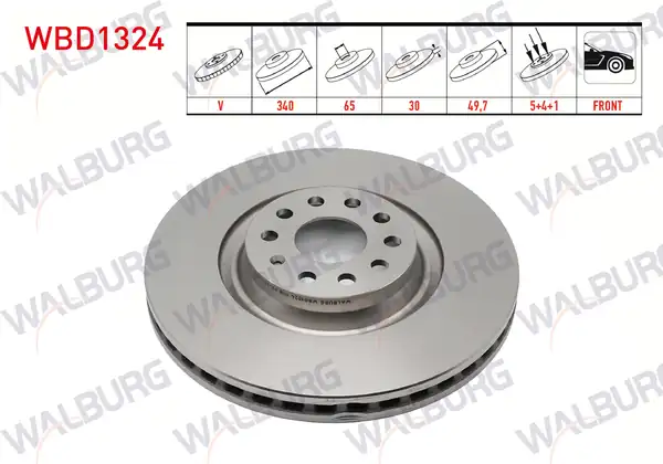 WALBURG WBD1324 | Fren Diski Ön Havalı 5 Bjn 340x30x65x49 7 Golf VII 2 Adet