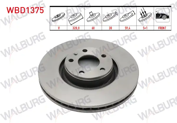 WALBURG WBD1375 | Fren Diski Ön Havalı 5 Bjn 320 80x30x68x59 40 Audi A6 2 0 TDI 2 7 TDI 3 0 TDI 2 0 TFSI 2 4 3 0 TFSI 3 2 FSI 4 2 2004 2011 2 Adet