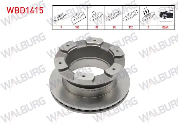 WALBURG WBD1415 | Fren Diski Arka Havalı 6 Bjn 306x28x178x132 Iveco 2 Adet