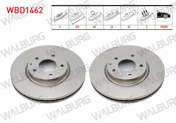 WALBURG WBD1462 | Fren Diski Ön Havalı 5 Bjn 297X28x68x51,5 Mazda 6 (Gj,Gh) 2.0 2013-/ Cx-5 (Ke) 2.0-2.2 D 2011-/ Cx-5 (Kf) 2.0 2017-| 2 Adet