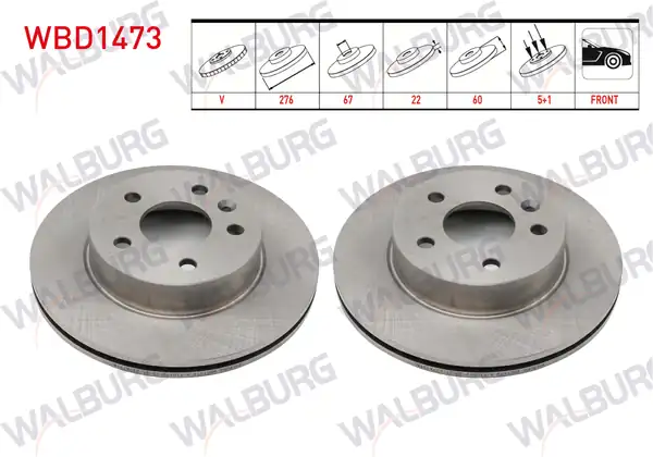 WALBURG WBD1473 | Fren Diski Ön Havalı 5 Bjn 276X22x67x60mercedes Vito (638) 108 CDI-110 CDI-112 CDI 1997-2003 | 2 Adet