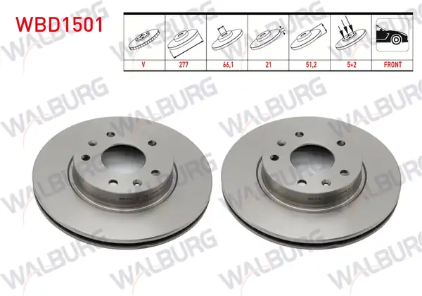 WALBURG WBD1501 | Fren Diski Ön Havalı Land Rover Freelander Ln 2 0 Td4 5 Bjn 277x21x66 1x51 2 1998 2007 2 Adet