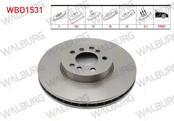 WALBURG WBD1531 | Fren Diski Ön Havalı Bmw X3 E83 3 0 D 5 Bjn 332x30x75x62 2004 2010 2 Adet