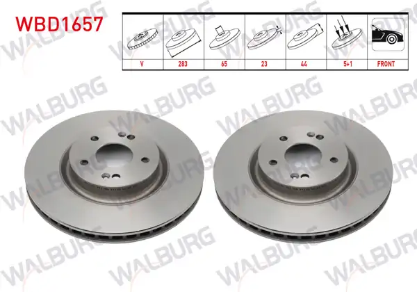 WALBURG WBD1657 | Fren Diski Ön Havalı 5 Bjn 283X23x65x44 Chery Tıggo 7 Pro 2017-/ 8 Pro 2022-/ Omoda 5 2023 / Chance 2010-2014 | 2 Adet