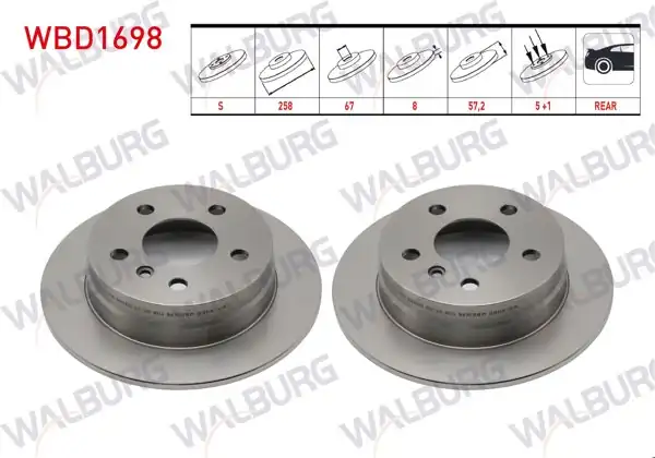 WALBURG WBD1698 | Fren Diski Arka Mercedes-A-Serisi-B-Serisi | 2 Adet