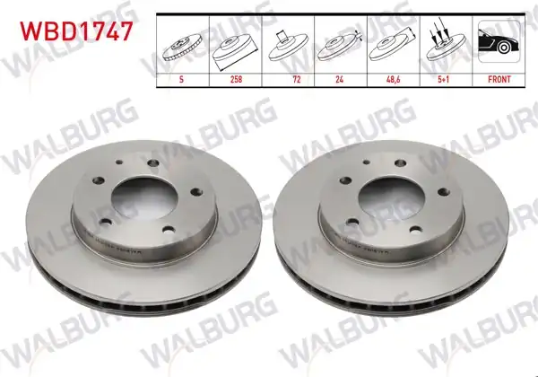 WALBURG WBD1747 | Fren Diski Ön Mazda 626 1991-2002 | 2 Adet