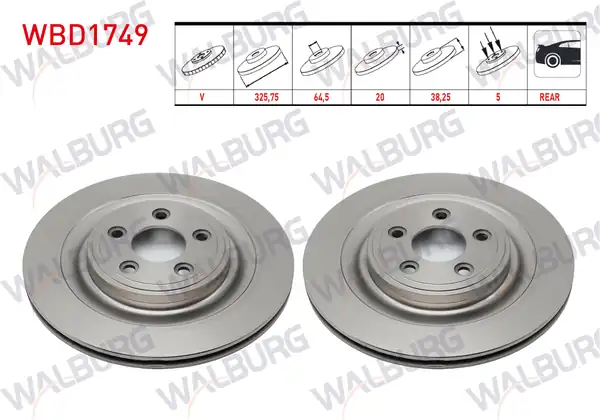 WALBURG WBD1749 | Fren Diski Arka Jaguar Xf 2008 2015 Xj 2003 2019 S Type 2004 2007