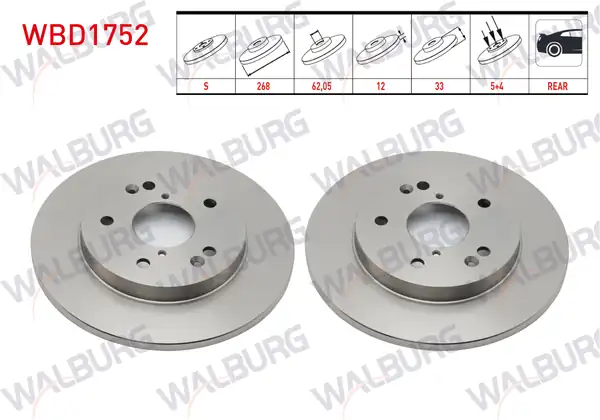 WALBURG WBD1752 | Fren Diski Arka Byd Atto 3 2022 2 Adet