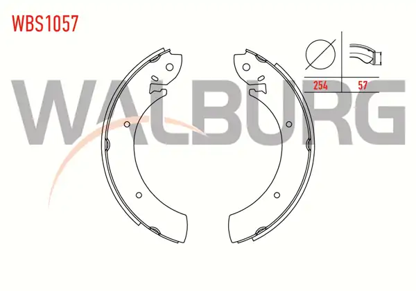 WALBURG WBS1057 | Fren Pabuç Balata Arka Hyundai H100 2.5 D Minibüs 254X57 mm 1993-2004