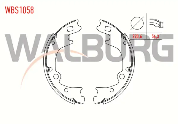 WALBURG WBS1058 | Fren Pabuç Balata Arka 220,6X56,3 mm Hyundai H100
