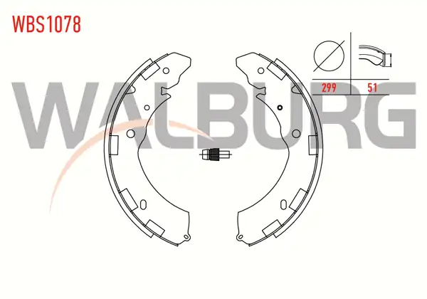 WALBURG WBS1078 | Fren Pabuç Balata Arka Mitsubishi L200 (Kbt,Kat) 2.5 D 299X51 mm 2005-/ Isuzu D-Max 2.5 D 2012-/ Fiat Fullback Pick-Up 2.4 D 2016 -