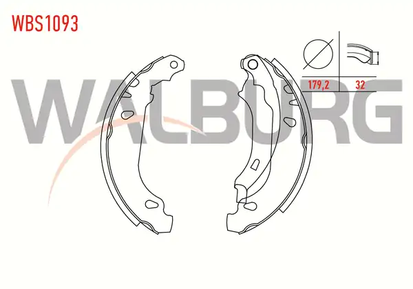 WALBURG WBS1093 | Fren Pabuç Balata Arka Peugeot 206 2a C 1 4 Hdi Levyelı 180x30 mm 1998 2006 Peugeot 206 2a C 1 4i 16v 1998 2006
