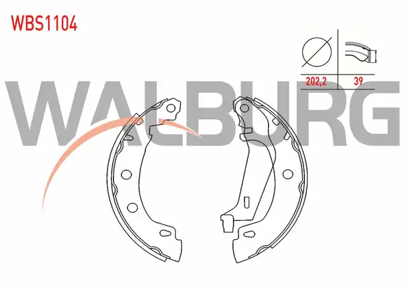 WALBURG WBS1104 | Fren Pabuç Balata Arka Levyelı 202 2x39 mm Renault Megane 1 4i 16v 1 6i 16v 1 9 D 1996 2003