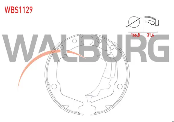 WALBURG WBS1129 | El Fren Balatası Levyelı 166,8X31,6mm Hyundai Getz