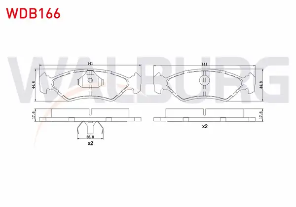 WALBURG WDB166 | Fren Balata Ön Ford Fiesta III 1 1 1989 1995 Fiesta III 1 4 1989 1995 Fiesta III 1 6 16v 1989 1995 Fiesta III 1 8 16v 1989 1995