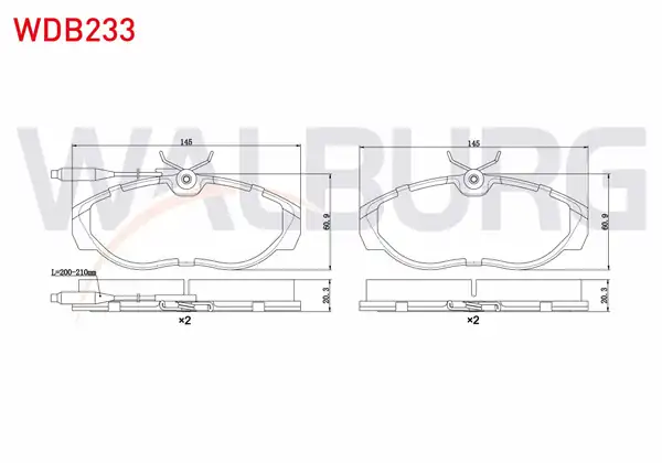 WALBURG WDB233 | Fren Balata Ön Fişli Fiat Ducato