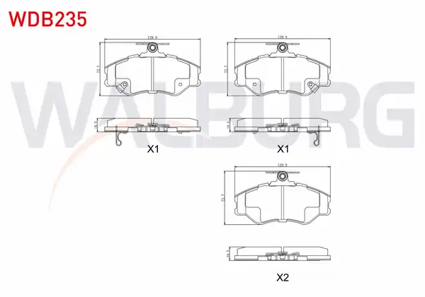WALBURG WDB235 | Fren Balata Ikazlı Ön Hyundai H100 2 5 D 18 00mm 1993 2004