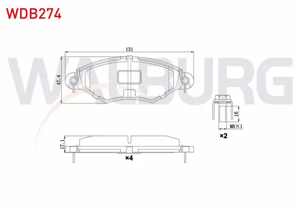 WALBURG WDB274 | Fren Balata Ön Peugeot 206 2a C 1 4 Hdi 1998 2006 206 2a C 1 6 Hdi 1998 2006 306 7b N3 N5 1 4i 1993 2002
