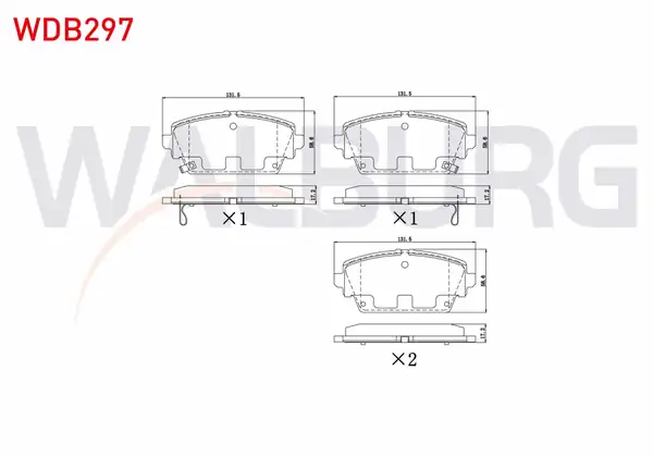 WALBURG WDB297 | Fren Balata Ön Ikazlı Nissan Primera P12 1 6i 2002 Primera P12 1 8i 16v 2002 Primera P12 2 0i 16v 2002