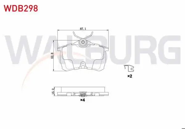 WALBURG WDB298 | Fren Balata Arka Honda Accord VII (Cl) 1.6İ 16V 2003-2008 / Accord VII (Cl) 2.0 16V 2003-2008