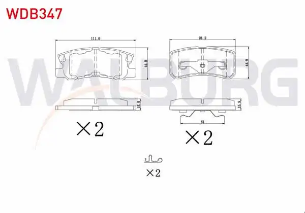 WALBURG WDB347 | Fren Balata Arka Mitsubishi Pajero III 3.2 Dı-D 2000-2007 / Pajero III 3.5 GDI 2000-2007 / Asx 1.6 16 Jant 2010-/ Asx 1.6 2010 -