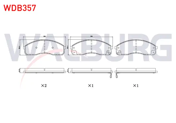 WALBURG WDB357 | Fren Balata Ikazlı Ön Hyundai H100 2 5 D 1993 2004 Kia Pregıo Tb 2 7 D 1997 2002 Kia Carnıval II 2 5 V6 2001 2006