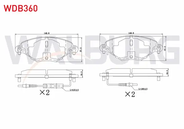 WALBURG WDB360 | Fren Balata Ön Fişli Citroen C5
