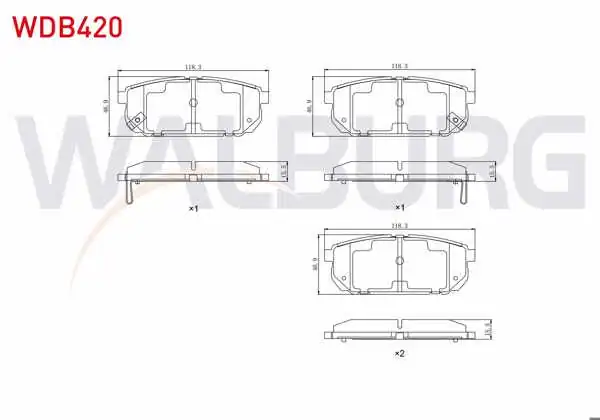 WALBURG WDB420 | Fren Balata Arka Ikazlı Kia Sorento I (Jc) 2.4İ 2002-2009 / Kia Sorento I (Jc) 2.5 CRDI 2002-2009