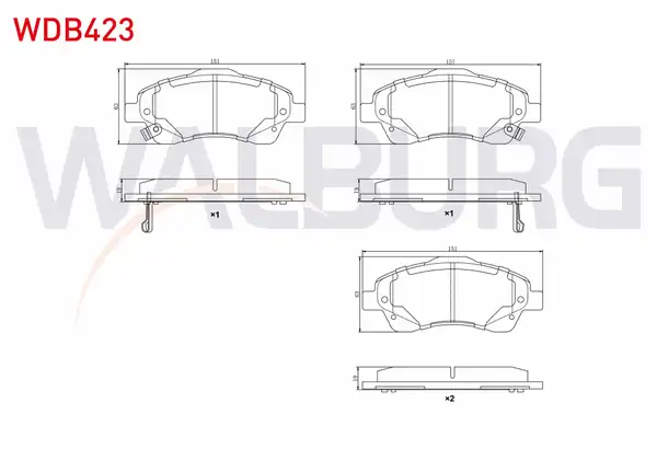 WALBURG WDB423 | Fren Balata Ön Ikazlı Toyota Avensis