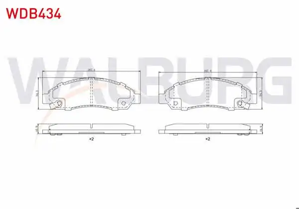 WALBURG WDB434 | Fren Balata Ön Ikazlı Isuzu D-Max (8Dh) 2.5 D-2.5 Dıtd-3.0 D 2002-2009