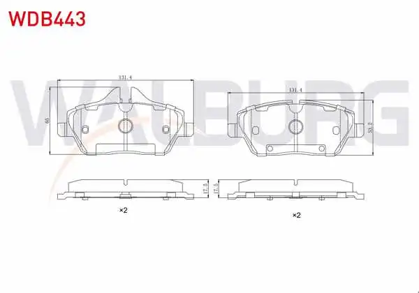 WALBURG WDB443 | Fren Balata Ön BMW 1 Serisi (E87) 116 İ 2003-2012 / 118 İ 2003-2012 / 118 D 2003-2012 / Mini Cooper One 1.6İ 2010-/ Mini Cooper One 1.6İ 2010-/ Mini Cooper One 1.6 D 2010 -