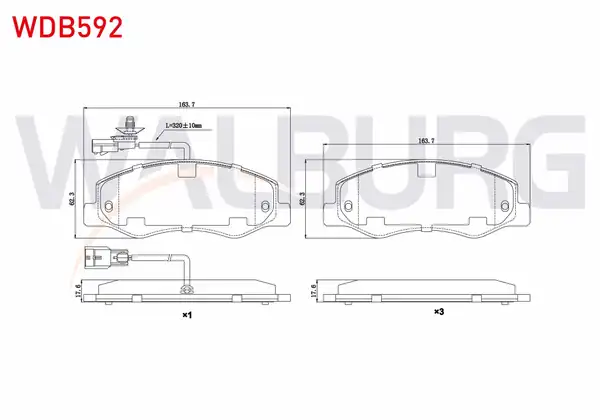 WALBURG WDB592 | Fren Balata Arka Fişli Renault Master III Fv 2 3 dCi Çift Teker 2010 Opel Movano B 2 3 dCi 2010 Karsan Jest 2 3 D 2012