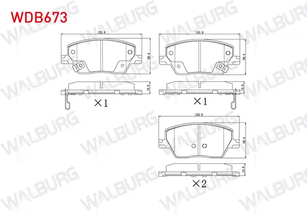 WALBURG WDB673 | Fren Balata Ön Ikazlı Fiat Egea 1 3 Mjt 1 6 Mjt 1 4 16v 1 6 16v 2015 1 6 2020