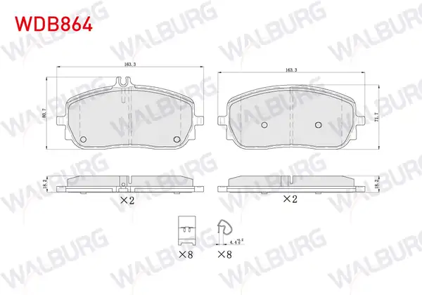 WALBURG WDB864 | Fren Balata Ön Ikazlı Mercedes A Serisi W177 2018 CLA C118 2019
