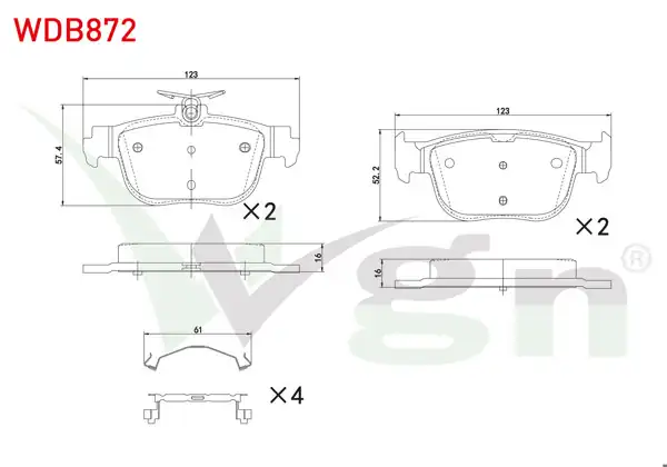 WALBURG WDB872 | Fren Balata Arka 272mm Disk VW Golf VIII-Caddy V 2020-/ Skoda Octavia IV (Nx3) 2020-/ Seat Leon (Kl1) 2019-/ Audi A3 Sportback (8Ya) 2019 - | 1 Adet
