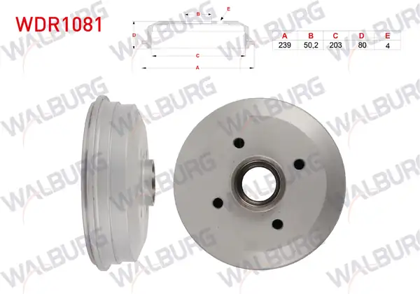 WALBURG WDR1081 | Fren Kampanası Arka Ford Escort Geniş Tip 203mm