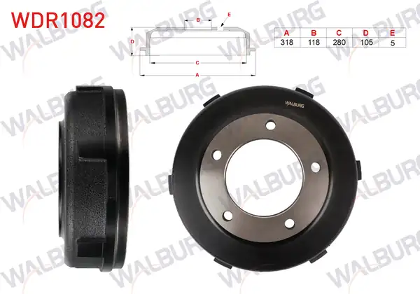 WALBURG WDR1082 | Fren Kampanası Arka Ford Transit V184 Tek Teker