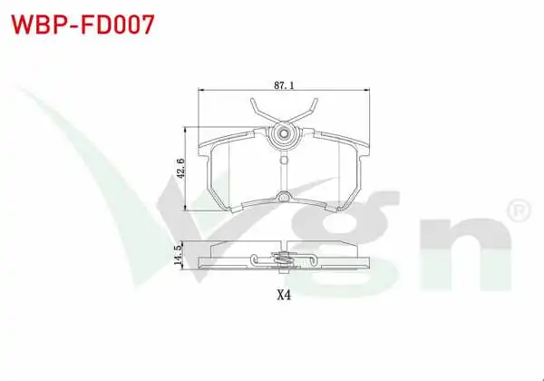 WGN WBP-FD007 | Fren Balata Arka Ford Focus I 1.6İ 16V 1998-2004 / Focus I 1.8İ 16V 1998-2004 / Focus I 1.8 TDCI 1998-2004 / Focus I 2.0İ 16V 1998-2004 / Focus I 1.6 TDCI 1998-2004 / Focus I 1.4İ 16V 1998-2004