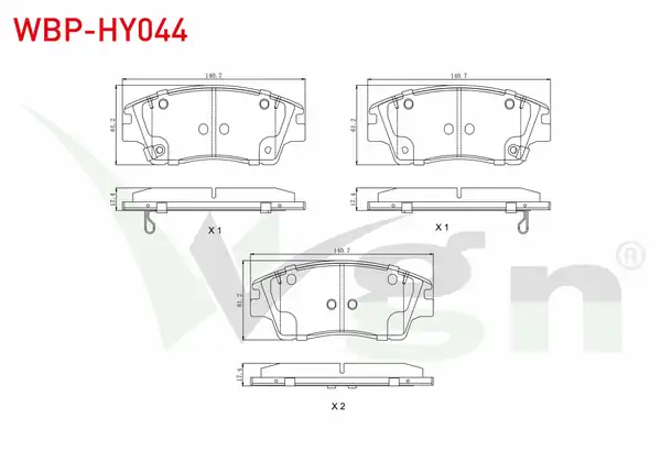 WGN Wbp Hy044 Fren Balata Ön Ikazlı Tel Delikli Hyundai Tucson