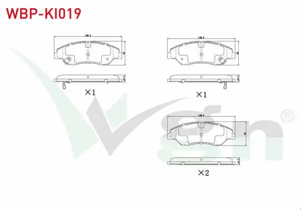 WGN WBP-KI019 | Fren Balata Ikazlı On Kia Sportage (K00) 2.0İ 16.00mm 1994-2004