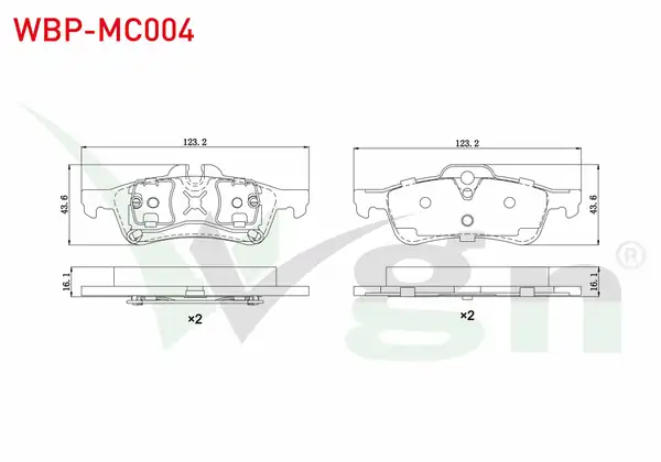 WGN WBP-MC004 | Fren Balata Arka Mini (R50,R53) Cooper 1.6 16.10mm 2001-2006